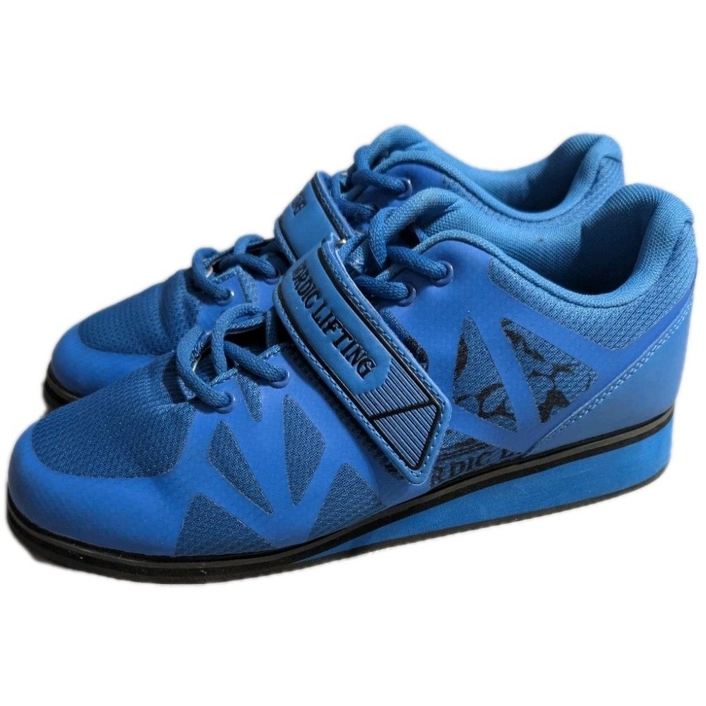 Nordic Lifting Weightlifting Shoes Mens 11 Blue Cross Training Gym Strap EU 44.5